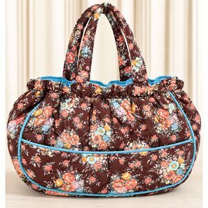 Vintage Floral Quilted Knitting Crochet Craft Tote Bag 113